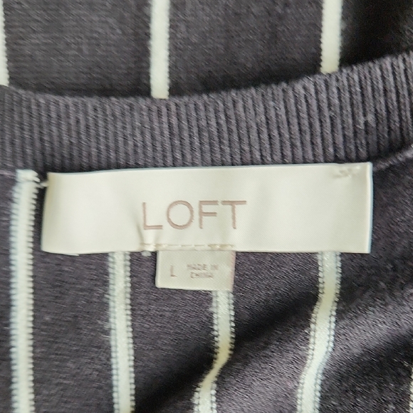 LOFT Black and White Fit and Flare Mini Dress - Picture 3 of 3